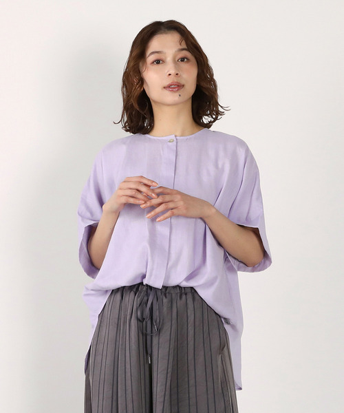 MELROSE claire(メルローズ クレール)の「《別注》【Duchess Designs/ダッチェス・デザイン】VIS/麻ドルマンブラウス(シャツ/ブラウス・レディース・ブラウン系その他/ブラウン/ベージュ/ラベンダー/イエロー・FREE)」の1枚目の写真