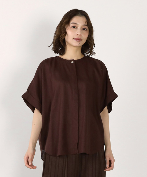 MELROSE claire(メルローズ クレール)の「《別注》【Duchess Designs/ダッチェス・デザイン】VIS/麻ドルマンブラウス(シャツ/ブラウス・レディース・ブラウン系その他/ブラウン/ベージュ/ラベンダー/イエロー・FREE)」の2枚目の写真