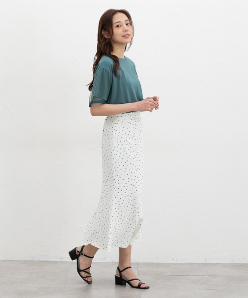Honeys（ハニーズ）の「【ＵＶカット】袖チュールトップス（Tシャツ/カットソー・レディース・ブルーグリーン/アイボリー/オレンジ系その他2/ブラック・LL/S/M/L）」の8枚目の写真