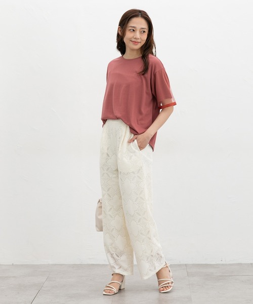 Honeys（ハニーズ）の「【ＵＶカット】袖チュールトップス（Tシャツ/カットソー・レディース・ブルーグリーン/アイボリー/オレンジ系その他2/ブラック・LL/S/M/L）」の9枚目の写真