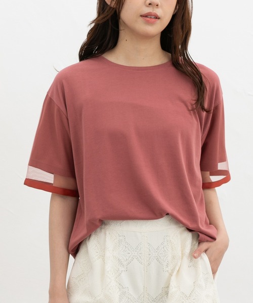 Honeys（ハニーズ）の「【ＵＶカット】袖チュールトップス（Tシャツ/カットソー・レディース・ブルーグリーン/アイボリー/オレンジ系その他2/ブラック・LL/S/M/L）」の10枚目の写真