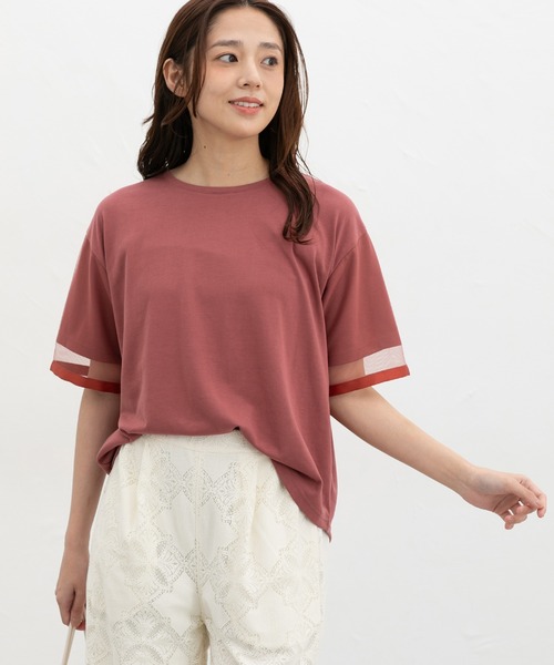 Honeys（ハニーズ）の「【ＵＶカット】袖チュールトップス（Tシャツ/カットソー・レディース・ブルーグリーン/アイボリー/オレンジ系その他2/ブラック・LL/S/M/L）」の11枚目の写真