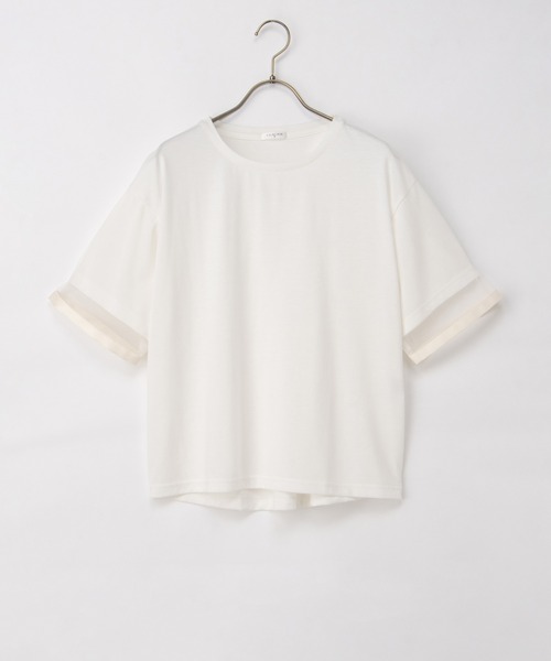 Honeys（ハニーズ）の「【ＵＶカット】袖チュールトップス（Tシャツ/カットソー・レディース・ブルーグリーン/アイボリー/オレンジ系その他2/ブラック・LL/S/M/L）」の12枚目の写真