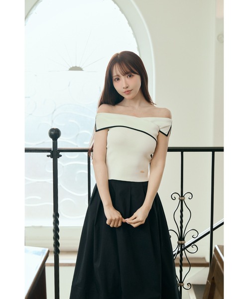MISTREASS(ミストレアス)の「Piping off shoulder knit(ニット/セーター・レディース・ピンク/ホワイト/ネイビー・FREE)」の22枚目の写真
