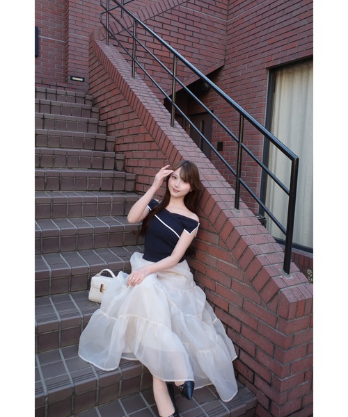 MISTREASS(ミストレアス)の「Piping off shoulder knit(ニット/セーター・レディース・ピンク/ホワイト/ネイビー・FREE)」の12枚目の写真
