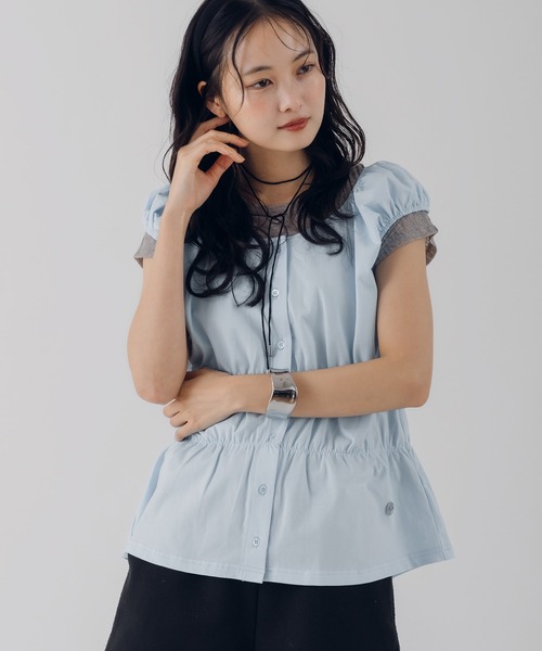 MUHET(ミュエータ)の「puff sleeve docking peplum top / パフスリーブドッキングペプラムトップス(その他トップス・レディース・ブラウン/ピンク/ブラック/ライトブルー・FREE)」の5枚目の写真