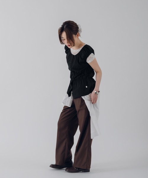 MUHET(ミュエータ)の「puff sleeve docking peplum top / パフスリーブドッキングペプラムトップス(その他トップス・レディース・ブラウン/ピンク/ブラック/ライトブルー・FREE)」の10枚目の写真