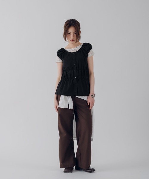 MUHET(ミュエータ)の「puff sleeve docking peplum top / パフスリーブドッキングペプラムトップス(その他トップス・レディース・ブラウン/ピンク/ブラック/ライトブルー・FREE)」の9枚目の写真