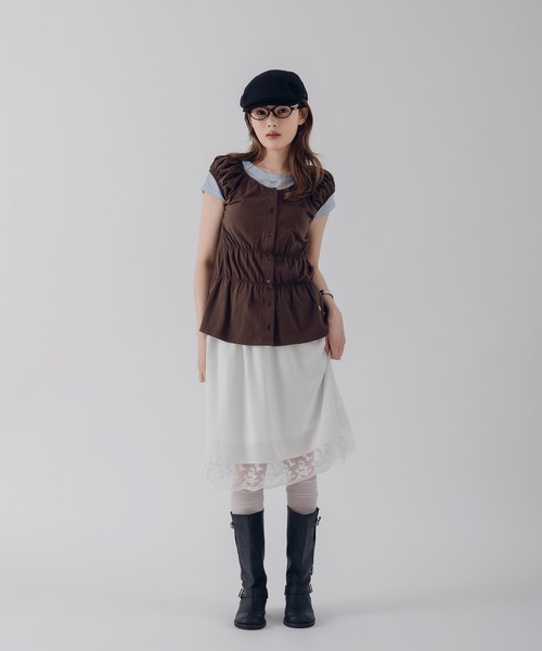 MUHET(ミュエータ)の「puff sleeve docking peplum top / パフスリーブドッキングペプラムトップス(その他トップス・レディース・ブラウン/ピンク/ブラック/ライトブルー・FREE)」の16枚目の写真