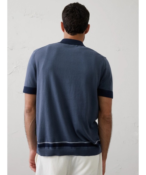 BANANA REPUBLIC FACTORY STORE（バナナリパブリック ファクトリーストア）の「BANANA REPUBLIC FACTORY STORE　　ボーダーストライプ セーター ポロ（ニット/セーター・メンズ・アイボリー/ネイビー・XL/L/M/S）」の4枚目の写真