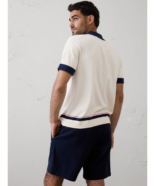 BANANA REPUBLIC FACTORY STORE（バナナリパブリック ファクトリーストア）の「BANANA REPUBLIC FACTORY STORE　　ボーダーストライプ セーター ポロ（ニット/セーター・メンズ・アイボリー/ネイビー・XL/L/M/S）」の6枚目の写真