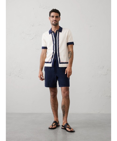BANANA REPUBLIC FACTORY STORE（バナナリパブリック ファクトリーストア）の「BANANA REPUBLIC FACTORY STORE　　ボーダーストライプ セーター ポロ（ニット/セーター・メンズ・アイボリー/ネイビー・XL/L/M/S）」の7枚目の写真