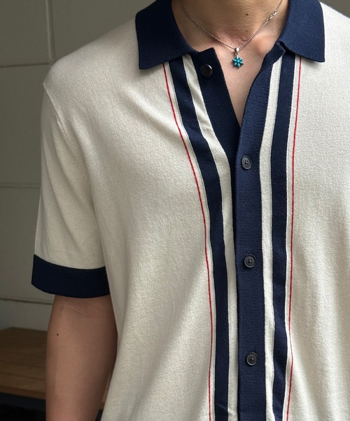 BANANA REPUBLIC FACTORY STORE（バナナリパブリック ファクトリーストア）の「BANANA REPUBLIC FACTORY STORE　　ボーダーストライプ セーター ポロ（ニット/セーター・メンズ・アイボリー/ネイビー・XL/L/M/S）」の10枚目の写真
