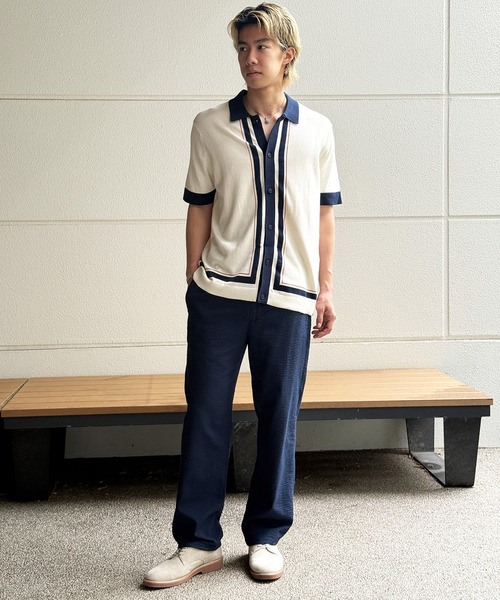 BANANA REPUBLIC FACTORY STORE（バナナリパブリック ファクトリーストア）の「BANANA REPUBLIC FACTORY STORE　　ボーダーストライプ セーター ポロ（ニット/セーター・メンズ・アイボリー/ネイビー・XL/L/M/S）」の11枚目の写真