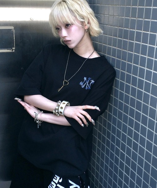 A'GEM9(エージェムナイン)の「A'GEM/9 × .kom 『A'GEM/9/エージェムナイン』 ラインストーンエンジェルTシャツ(Tシャツ/カットソー・レディース・ブラック×ブルー/ブラック×シルバー/ブラック×ピンク・M/L)」の10枚目の写真