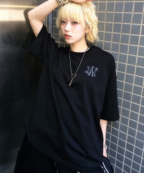 A'GEM9(エージェムナイン)の「A'GEM/9 × .kom 『A'GEM/9/エージェムナイン』 ラインストーンエンジェルTシャツ(Tシャツ/カットソー・レディース・ブラック×ブルー/ブラック×シルバー/ブラック×ピンク・M/L)」の8枚目の写真