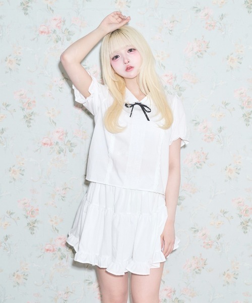 Lovilyn(ラヴィリン)の「クラシカルレディセットアップ(ワンピース・レディース・ホワイト/ブルー・FREE)」の3枚目の写真