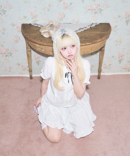 Lovilyn(ラヴィリン)の「クラシカルレディセットアップ(ワンピース・レディース・ホワイト/ブルー・FREE)」の4枚目の写真