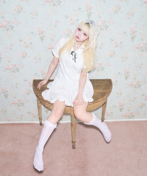Lovilyn(ラヴィリン)の「クラシカルレディセットアップ(ワンピース・レディース・ホワイト/ブルー・FREE)」の5枚目の写真