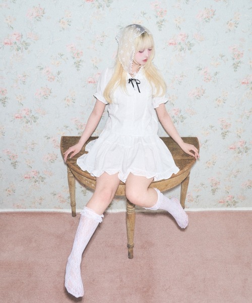 Lovilyn(ラヴィリン)の「クラシカルレディセットアップ(ワンピース・レディース・ホワイト/ブルー・FREE)」の6枚目の写真