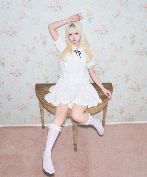 Lovilyn(ラヴィリン)の「クラシカルレディセットアップ(ワンピース・レディース・ホワイト/ブルー・FREE)」の7枚目の写真