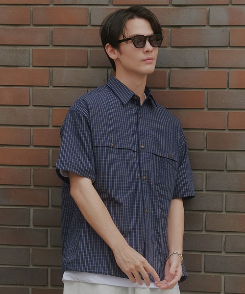 MAISON CLUB（メゾンクラブ）の「【MAISON CLUB】Fishing Half Sleeve Shirt / フィッシング半袖シャツ（シャツ/ブラウス・メンズ・ネイビー/ブルー・L/M）」の12枚目の写真