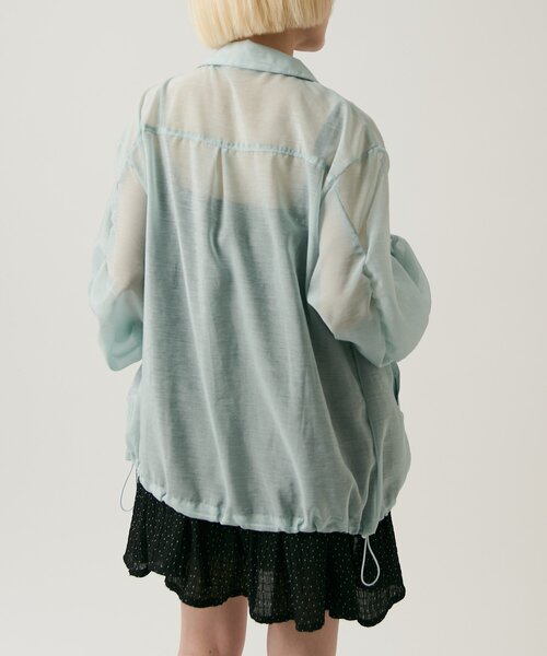 w closet(ダブルクローゼット)の「【2サイズ展開/羽織でも1枚でも◎】フリルシアーブルゾン(ブルゾン・レディース・ピンク/ブルー/ブラック/アイボリー/イエロー・MEDIUM/SMALL)」の15枚目の写真