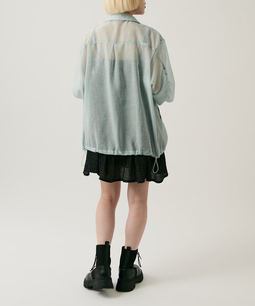 w closet(ダブルクローゼット)の「【2サイズ展開/羽織でも1枚でも◎】フリルシアーブルゾン(ブルゾン・レディース・ピンク/ブルー/ブラック/アイボリー/イエロー・MEDIUM/SMALL)」の19枚目の写真