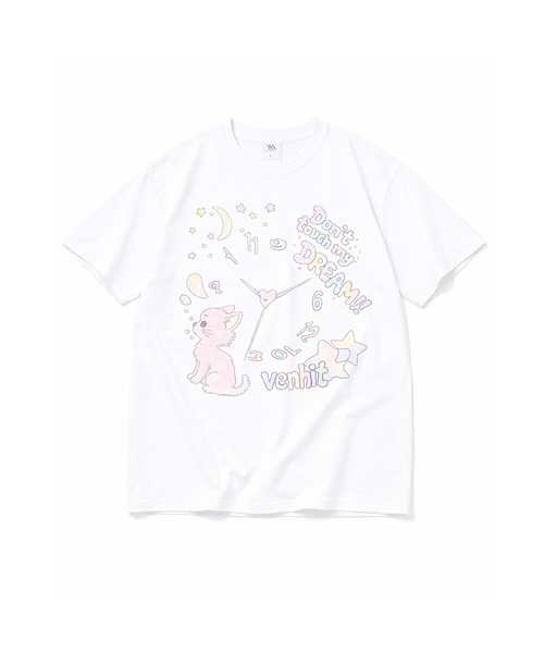 VENHIT(ベンヒット)の「ドントタッチマイドリーム クールコットン半袖Tシャツ(Tシャツ/カットソー・レディース・ホワイト/ブラック・X-LARGE/SMALL/MEDIUM/LARGE)」の1枚目の写真
