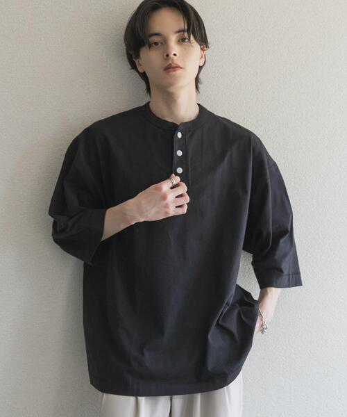 SENSE OF PLACE by URBAN RESEARCH(センスオブプレイスバイアーバンリサーチ)の「『別注』Healthknit×SENSE OF PLACE ヘンリーネックTシャツ(Tシャツ/カットソー・メンズ・オートミール/ブラック/グレー・MEDIUM/LARGE)」の4枚目の写真