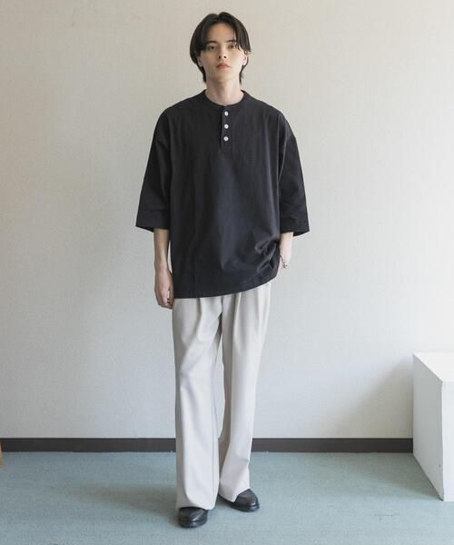 SENSE OF PLACE by URBAN RESEARCH(センスオブプレイスバイアーバンリサーチ)の「『別注』Healthknit×SENSE OF PLACE ヘンリーネックTシャツ(Tシャツ/カットソー・メンズ・オートミール/ブラック/グレー・MEDIUM/LARGE)」の9枚目の写真
