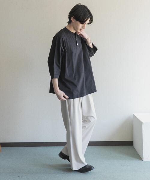 SENSE OF PLACE by URBAN RESEARCH(センスオブプレイスバイアーバンリサーチ)の「『別注』Healthknit×SENSE OF PLACE ヘンリーネックTシャツ(Tシャツ/カットソー・メンズ・オートミール/ブラック/グレー・MEDIUM/LARGE)」の10枚目の写真