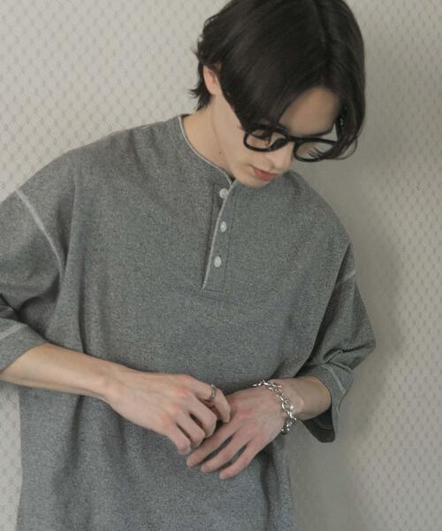 SENSE OF PLACE by URBAN RESEARCH(センスオブプレイスバイアーバンリサーチ)の「『別注』Healthknit×SENSE OF PLACE ヘンリーネックTシャツ(Tシャツ/カットソー・メンズ・オートミール/ブラック/グレー・MEDIUM/LARGE)」の15枚目の写真