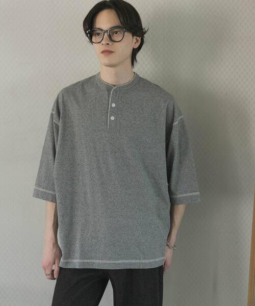 SENSE OF PLACE by URBAN RESEARCH(センスオブプレイスバイアーバンリサーチ)の「『別注』Healthknit×SENSE OF PLACE ヘンリーネックTシャツ(Tシャツ/カットソー・メンズ・オートミール/ブラック/グレー・MEDIUM/LARGE)」の16枚目の写真
