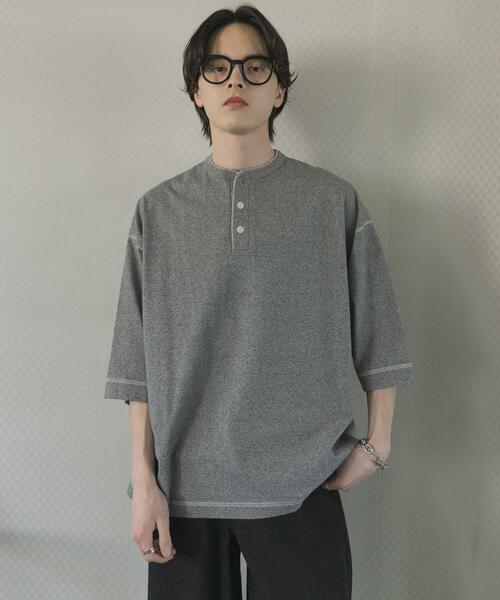 SENSE OF PLACE by URBAN RESEARCH(センスオブプレイスバイアーバンリサーチ)の「『別注』Healthknit×SENSE OF PLACE ヘンリーネックTシャツ(Tシャツ/カットソー・メンズ・オートミール/ブラック/グレー・MEDIUM/LARGE)」の17枚目の写真