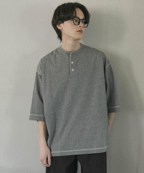 SENSE OF PLACE by URBAN RESEARCH(センスオブプレイスバイアーバンリサーチ)の「『別注』Healthknit×SENSE OF PLACE ヘンリーネックTシャツ(Tシャツ/カットソー・メンズ・オートミール/ブラック/グレー・MEDIUM/LARGE)」の18枚目の写真