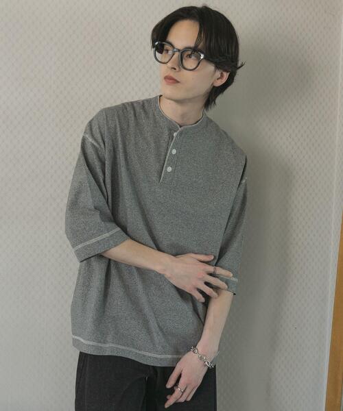 SENSE OF PLACE by URBAN RESEARCH(センスオブプレイスバイアーバンリサーチ)の「『別注』Healthknit×SENSE OF PLACE ヘンリーネックTシャツ(Tシャツ/カットソー・メンズ・オートミール/ブラック/グレー・MEDIUM/LARGE)」の19枚目の写真