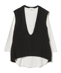 Vネック ベスト ロングTシャツ セット