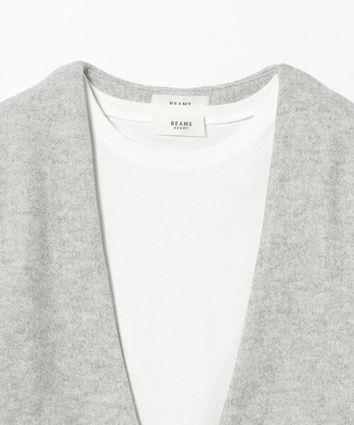 BEAMS HEART(ビームスハート)の「Vネック ベスト ロングTシャツ セット(Tシャツ/カットソー・レディース・チャコールグレー/ブラウン/グレー・FREE)」の18枚目の写真