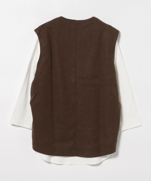 BEAMS HEART(ビームスハート)の「Vネック ベスト ロングTシャツ セット(Tシャツ/カットソー・レディース・チャコールグレー/ブラウン/グレー・FREE)」の5枚目の写真