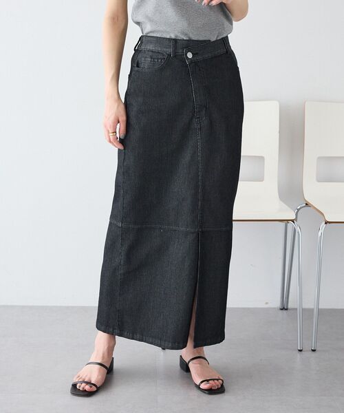 CRAFT STANDARD BOUTIQUE(クラフトスタンダードブティック)の「接触冷感 アシンメトリーデニムスカート(スカート・レディース・ライトインディゴブルー/インディゴブルー/ブラック・L/M)」の1枚目の写真