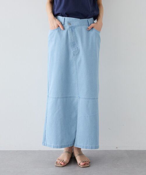 CRAFT STANDARD BOUTIQUE(クラフトスタンダードブティック)の「接触冷感 アシンメトリーデニムスカート(スカート・レディース・ライトインディゴブルー/インディゴブルー/ブラック・L/M)」の12枚目の写真