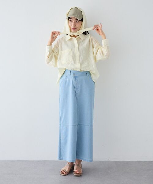 CRAFT STANDARD BOUTIQUE(クラフトスタンダードブティック)の「接触冷感 アシンメトリーデニムスカート(スカート・レディース・ライトインディゴブルー/インディゴブルー/ブラック・L/M)」の16枚目の写真