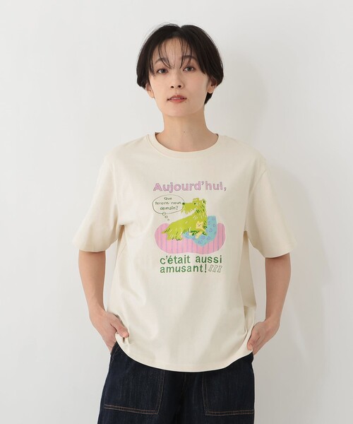 Afternoon Tea（アフタヌーンティー）の「プリントTシャツ/DOG（Tシャツ/カットソー・レディース・オフホワイト/アイボリー・MEDIUM）」の2枚目の写真
