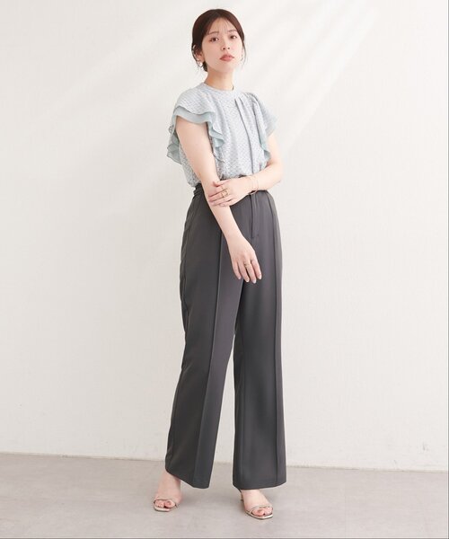 natural couture(ナチュラルクチュール)の「〈osono〉美シルエットハイウエストベルト付きパンツ(その他パンツ・レディース・チャコールグレー/ネイビー/ブラック/アイボリー・MEDIUM/LARGE)」の3枚目の写真