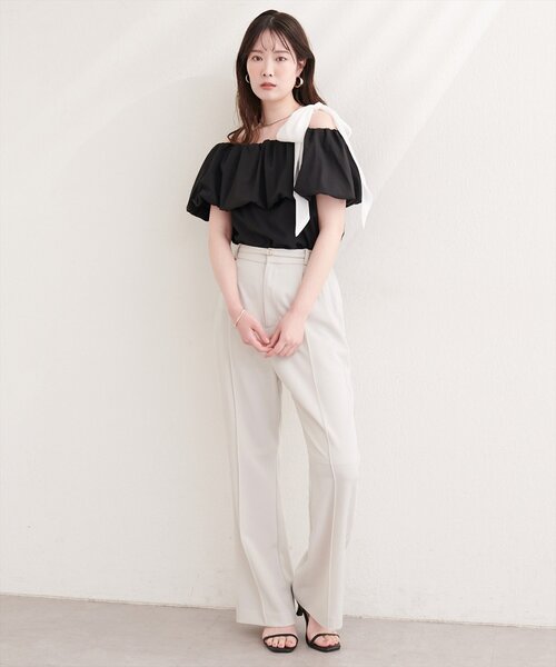 natural couture(ナチュラルクチュール)の「〈osono〉美シルエットハイウエストベルト付きパンツ(その他パンツ・レディース・チャコールグレー/ネイビー/ブラック/アイボリー・MEDIUM/LARGE)」の14枚目の写真