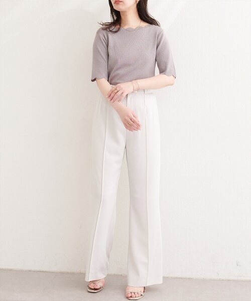natural couture(ナチュラルクチュール)の「〈osono〉美シルエットハイウエストベルト付きパンツ(その他パンツ・レディース・チャコールグレー/ネイビー/ブラック/アイボリー・MEDIUM/LARGE)」の8枚目の写真