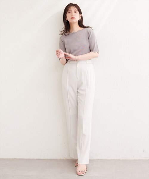 natural couture(ナチュラルクチュール)の「〈osono〉美シルエットハイウエストベルト付きパンツ(その他パンツ・レディース・チャコールグレー/ネイビー/ブラック/アイボリー・MEDIUM/LARGE)」の9枚目の写真