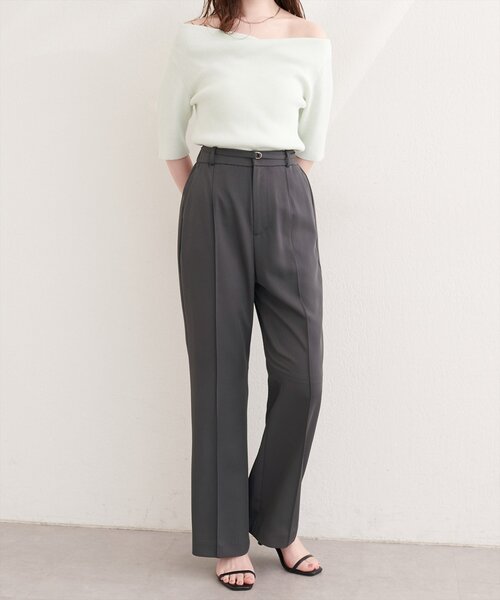 natural couture(ナチュラルクチュール)の「〈osono〉美シルエットハイウエストベルト付きパンツ(その他パンツ・レディース・チャコールグレー/ネイビー/ブラック/アイボリー・MEDIUM/LARGE)」の16枚目の写真