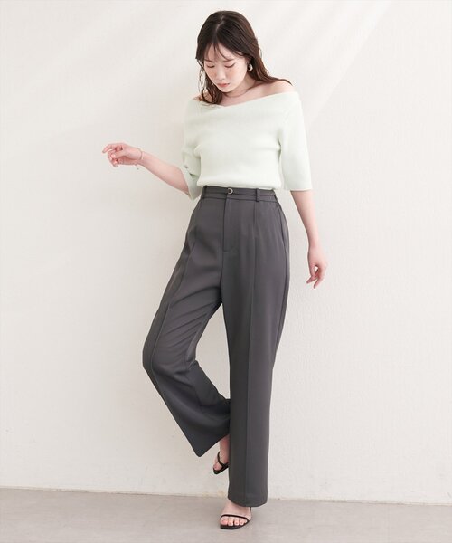 natural couture(ナチュラルクチュール)の「〈osono〉美シルエットハイウエストベルト付きパンツ(その他パンツ・レディース・チャコールグレー/ネイビー/ブラック/アイボリー・MEDIUM/LARGE)」の17枚目の写真